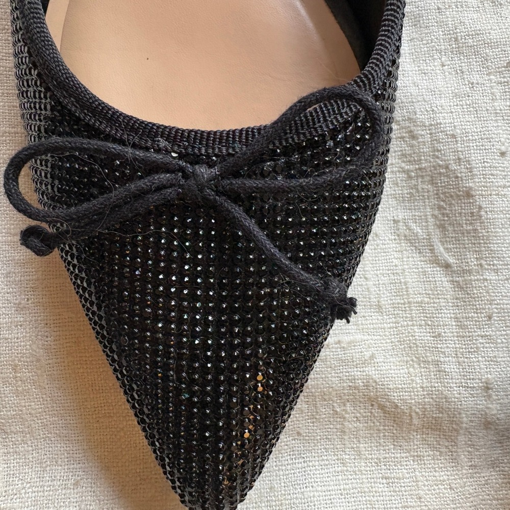 INC International Concepts Black Rhinestone Pointed Toe Bow Flats - Size 7.5 - Picture 6 of 7